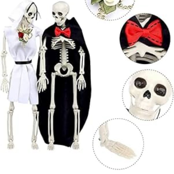 🎃ZULOW Halloween Skeleton Decoration, 2 Pcs Ghost Groom Bride Couple Skeleton - Picture 4 of 7